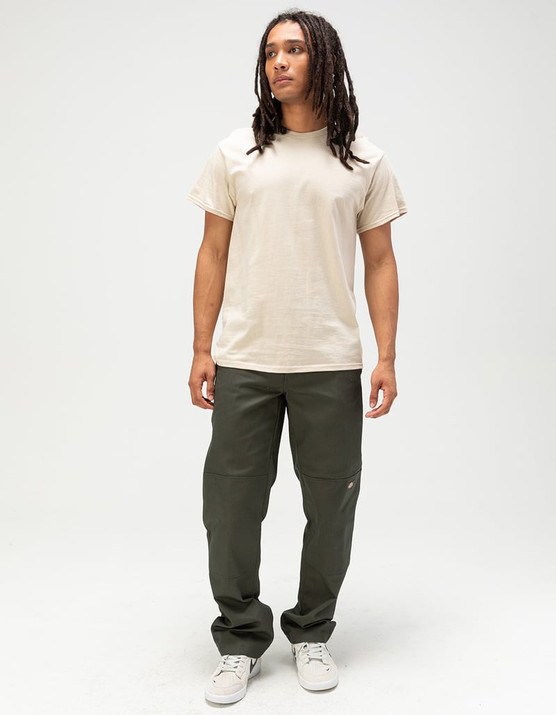 DICKIES Double Knee Slim Straight Mens Pants - OLIVE