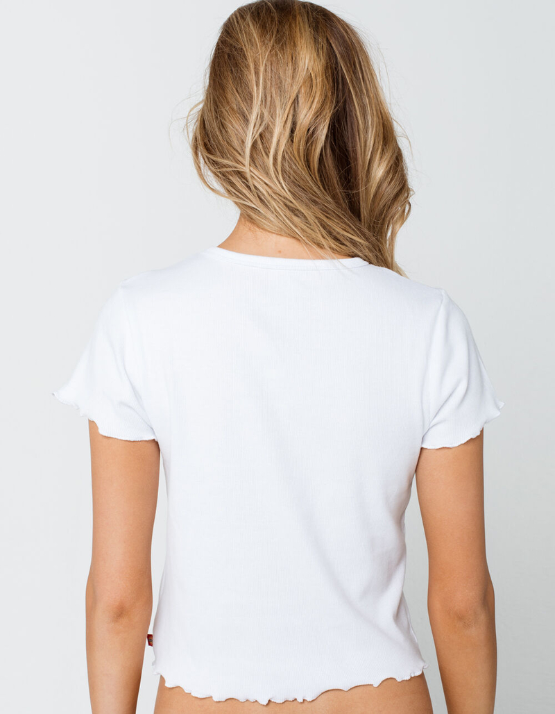 DICKIES Ribbed Logo White Baby Tee image number 2