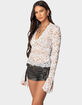 EDIKTED Sheer Lace Bell Sleeve Top image number 3