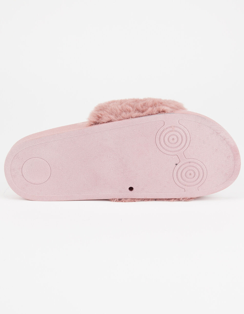 QUPID Faux Fur Mauve Womens Sandals image number 3