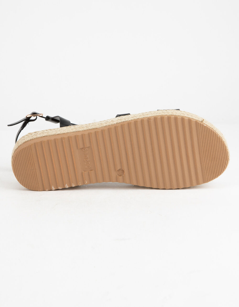 BAMBOO Strap Black Womens Espadrille Flatform Sandals image number 4