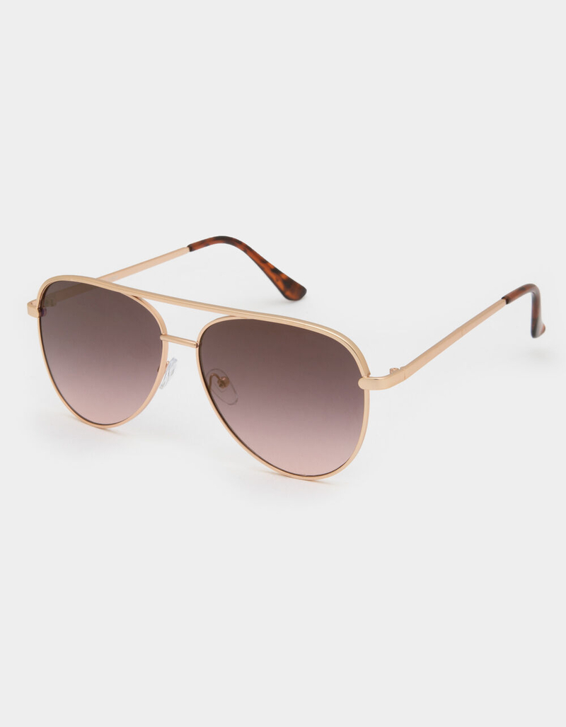 Brushed Metal Aviator Sunglasses image number 0