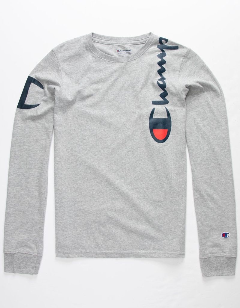CHAMPION Shoulder Script Heather Gray Boys T-Shirt image number 1