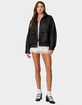 EDIKTED Cargo Faux Leather Bomber Jacket image number 4