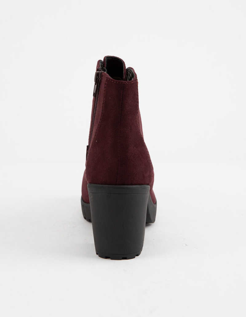 SODA Lug Sole Lace Up Wine Womens Booties image number 3