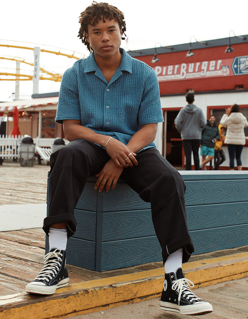 RSQ Mens Textured Denim Button Up Shirt image number 8