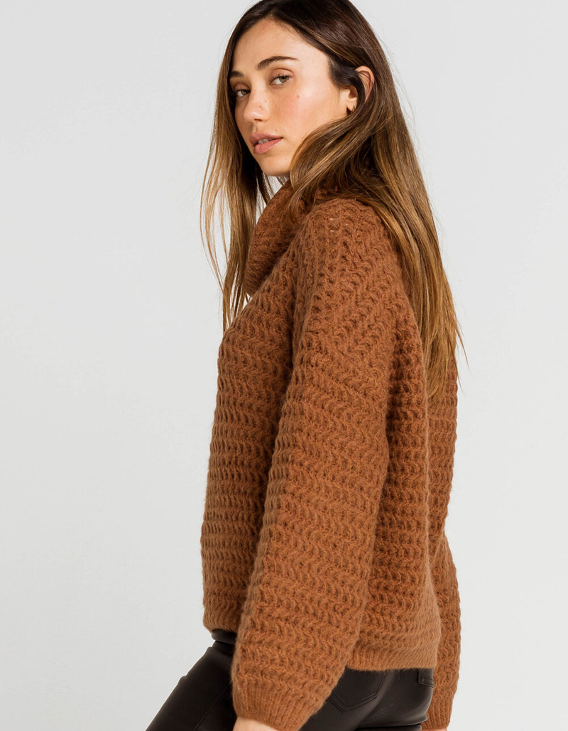 WEST OF MELROSE Just Roll With It Cowl Neck Womens Brown Sweater image number 1