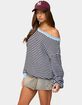 EDIKTED Averi Striped Oversized Off Shoulder Sweater image number 2