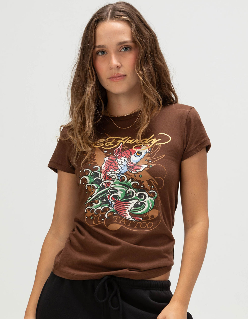 ED HARDY Koi Fish Womens Fitted Tee image number 0
