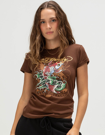 ED HARDY Koi Fish Womens Fitted Tee Primary Image