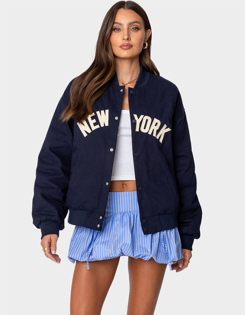 EDIKTED Big Apple Oversized Bomber Jacket image number 0