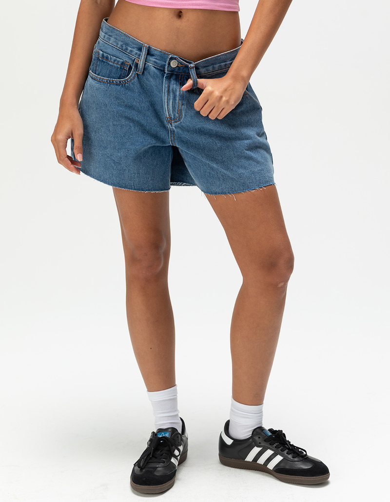 RSQ Womens Low Rise Baggy Carpenter Shorts - MEDIUM WASH