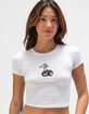 CHERRIES 8 Ball Distressed Womens Baby Tee image number 1