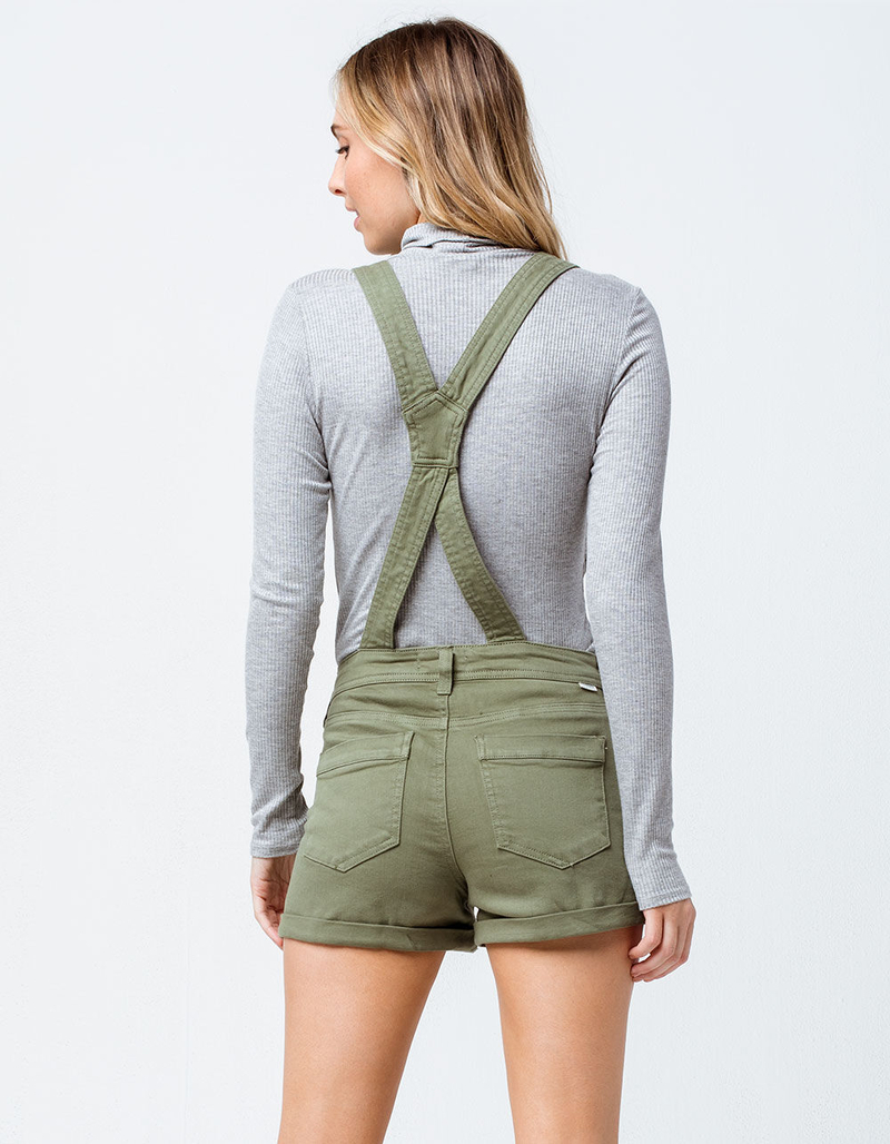 SKY AND SPARROW Button Front Olive Womens Shortalls image number 2