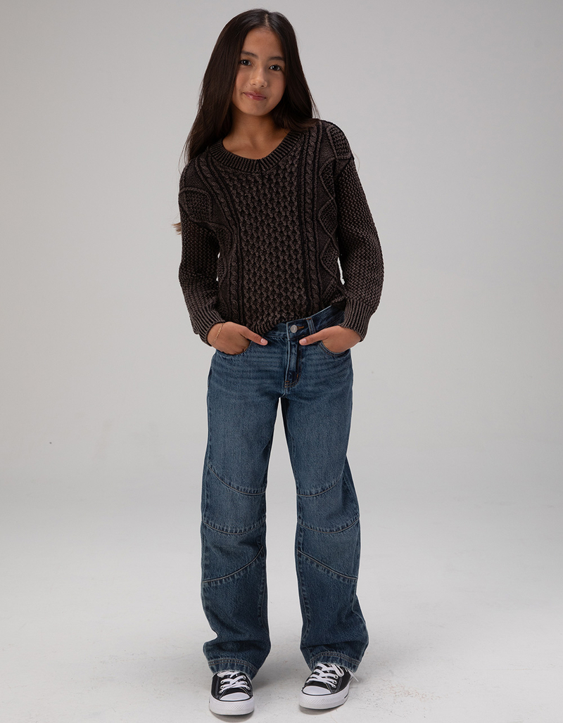 RSQ Girls Mid Rise Knee Seam Baggy Jeans image number 0