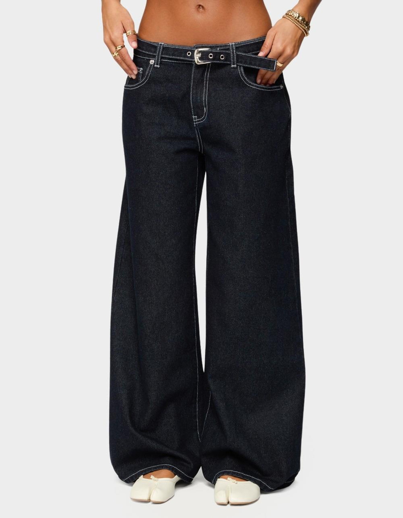 EDIKTED Karah Belt Low Rise Jeans image number 0