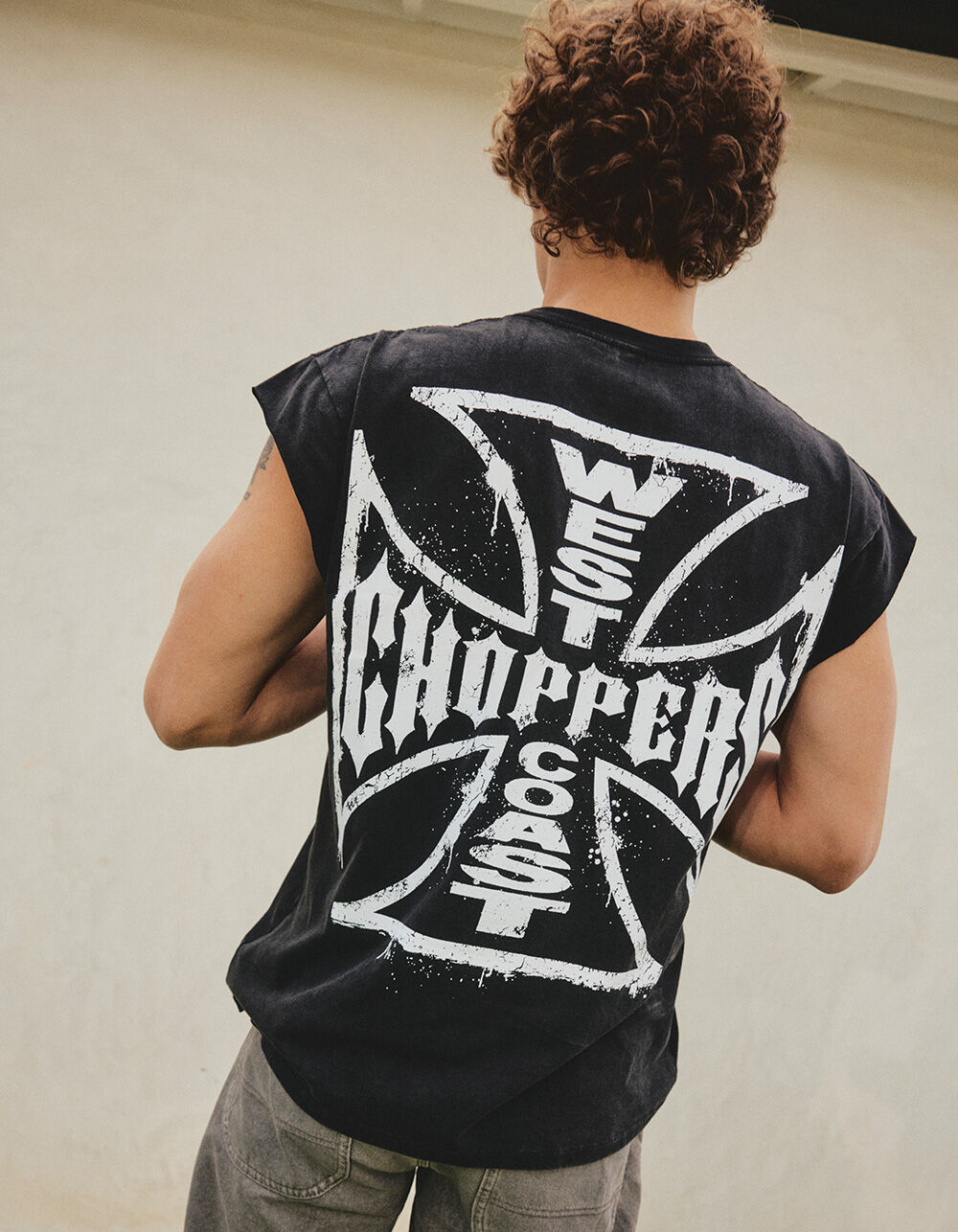 WEST COAST CHOPPERS Core Logo Mens Muscle Tee - WASHED BLACK - L