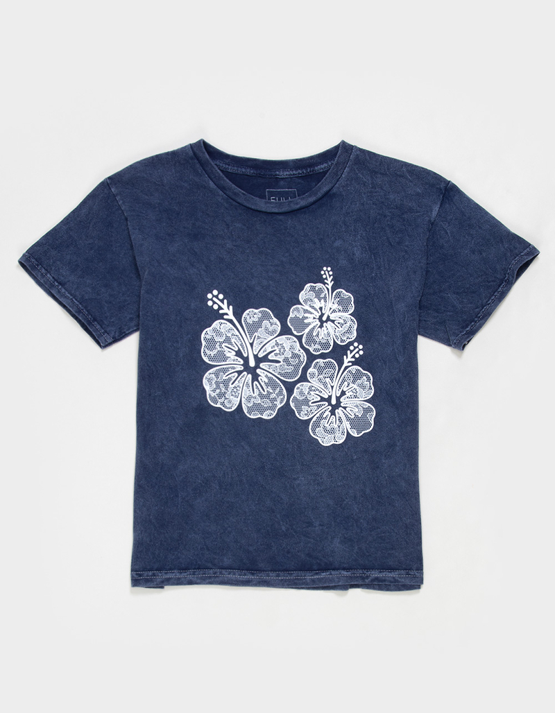 FULL TILT Hibiscus Trio Girls Boyfriend Tee image number 0