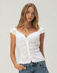 RSQ Womens Ruffle Button Front Top image number 1
