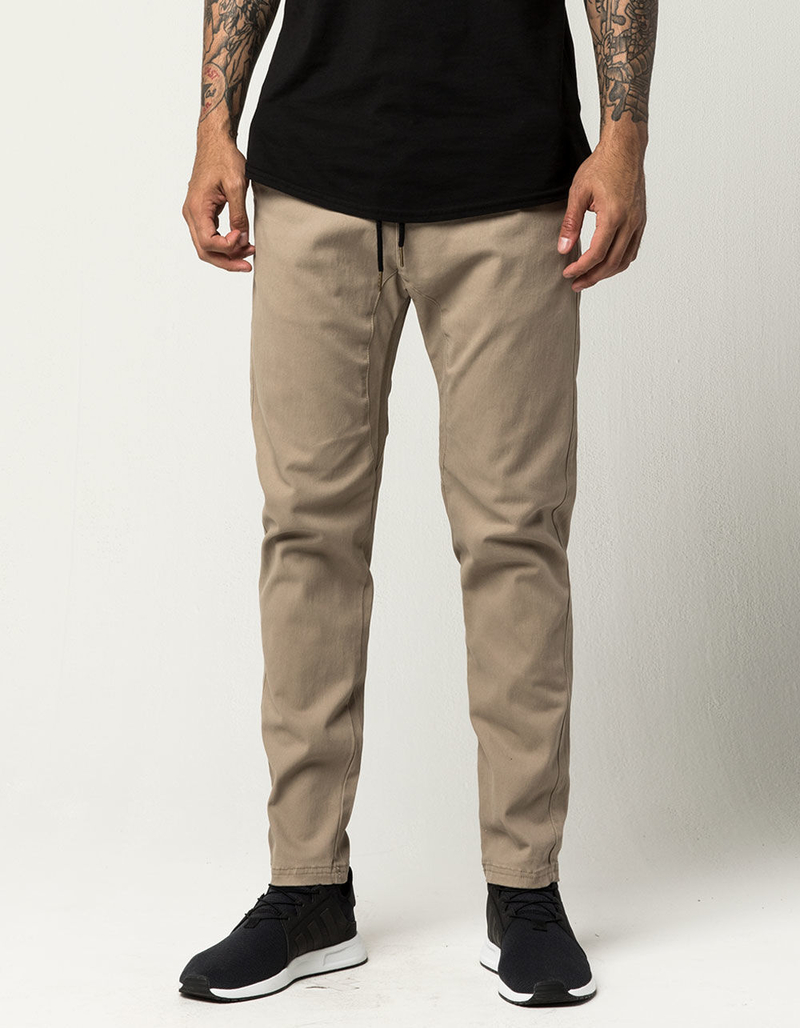 CHARLES AND A HALF Dark Khaki Mens Chino Jogger Pants image number 1