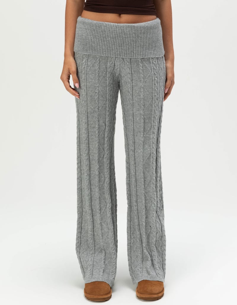 FULL TILT Cable Knit Womens Fold Over Pants image number 1