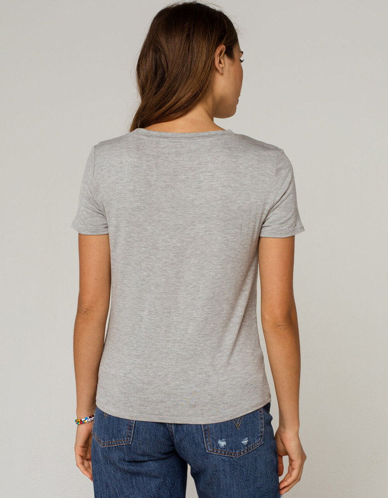 HEART & HIPS Basic Womens Heather Gray Tee image number 2