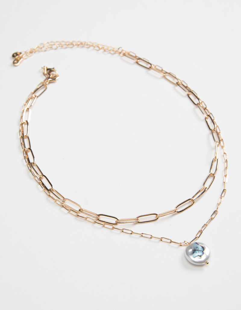 FULL TILT Printed Butterfly Pearl Necklace image number 0