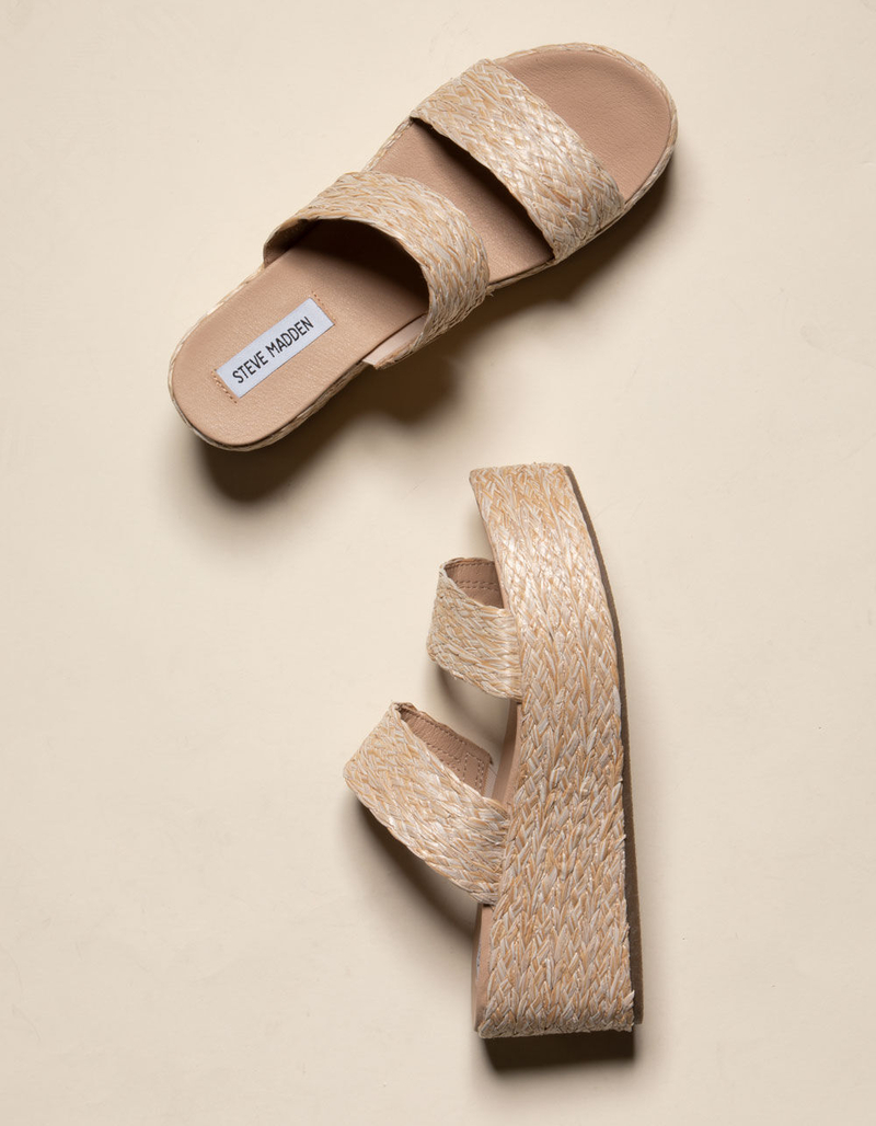 STEVE MADDEN Jolted Raffia Womens Platform Slide Sandals image number 1