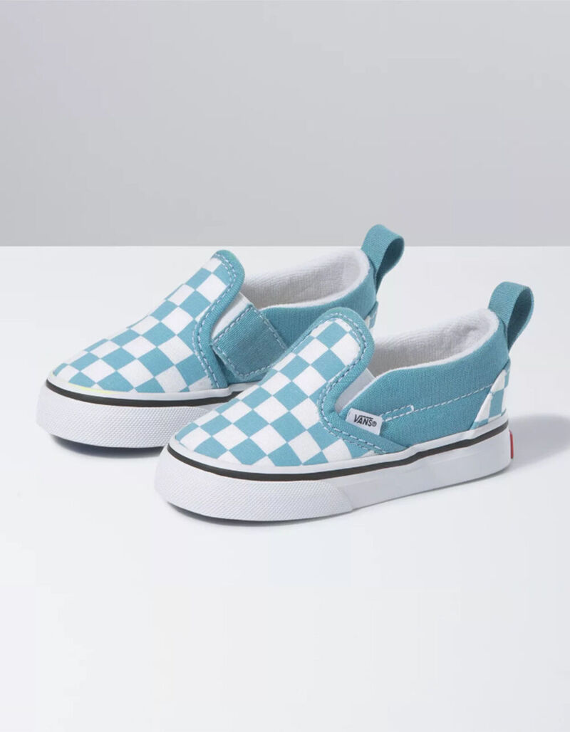 VANS Toddler Checkerboard SlipOn Velcro Shoes BLUE 389677200