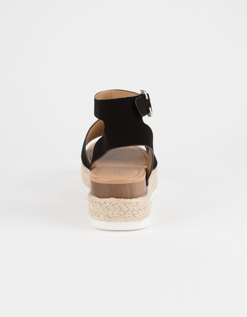 SODA Topic Black Womens Espadrille Flatform Sandals image number 3