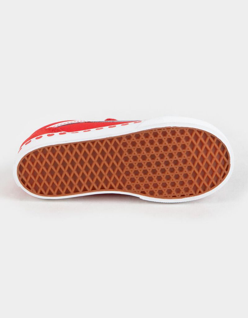 VANS Toddler Heart Foxing Old Skool Velcro Shoes - RED - 389676300