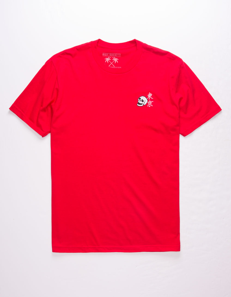 RIOT SOCIETY Kanji Skull Embroidered Mens T-Shirt image number 0