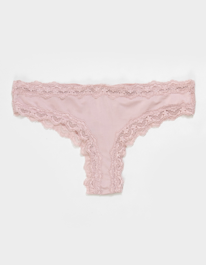 FULL TILT Polka Dot Mesh Back Lace Trim Thong image number 0