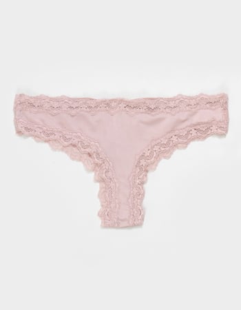 FULL TILT Polka Dot Mesh Back Lace Trim Thong Primary Image