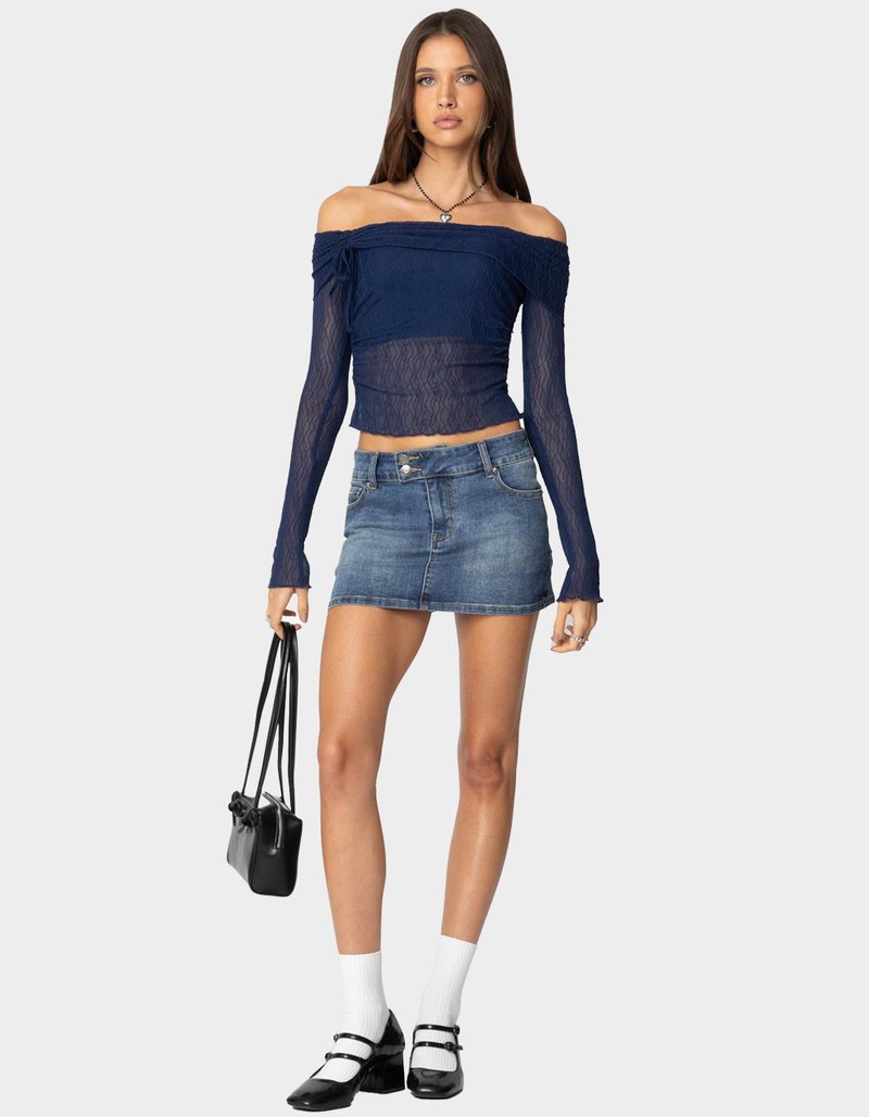 EDIKTED Drawstring Fold Over Sheer Top image number 1