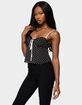 EDIKTED Contrast Polka Dot Cupped Chiffon Top image number 2