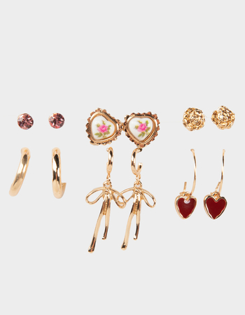 FULL TILT 6 Pack Bow/Heart Hoop Earring Set Primary Image