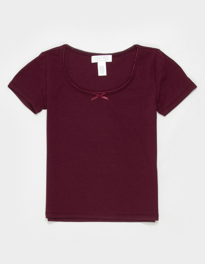 FULL TILT Essentials Girls Bow Trim Tee image number 0