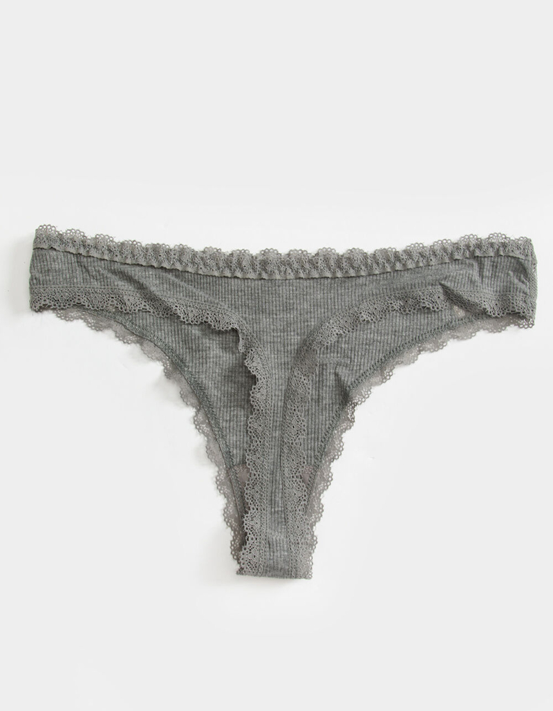 FULL TILT Rib Lace Side Thong image number 1