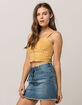 IVY & MAIN Stripe Button Front Mustard Womens Crop Tank image number 1