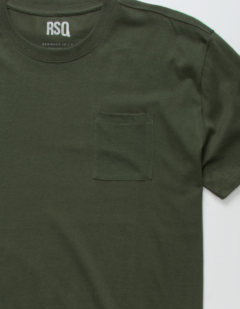 RSQ Oversized Solid Mens Olive Pocket Tee image number 4