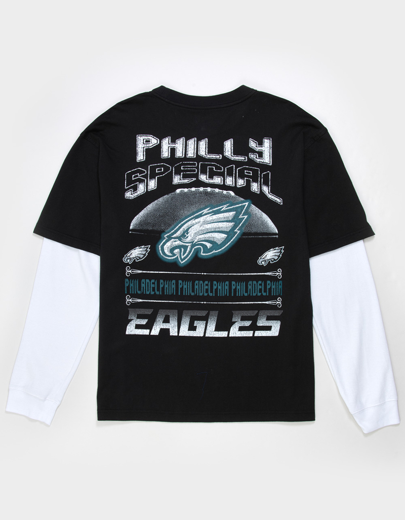 THE WILD COLLECTIVE Philadelphia Eagles Mens Long Sleeve Boxy 2fer Tee image number 0