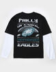 THE WILD COLLECTIVE Philadelphia Eagles Mens Long Sleeve Boxy 2fer Tee image number 1