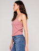 DESTINED Basic Ribbed Womens Pink Crop Tank Top image number 2