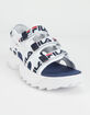 FILA Disruptor White & Navy Womens Velcro Platform Sandals image number 1