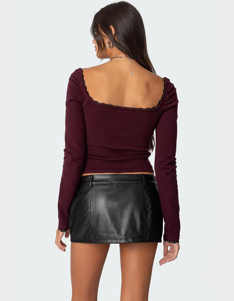 EDIKTED Ansley Lacey Cable Knit Top image number 3