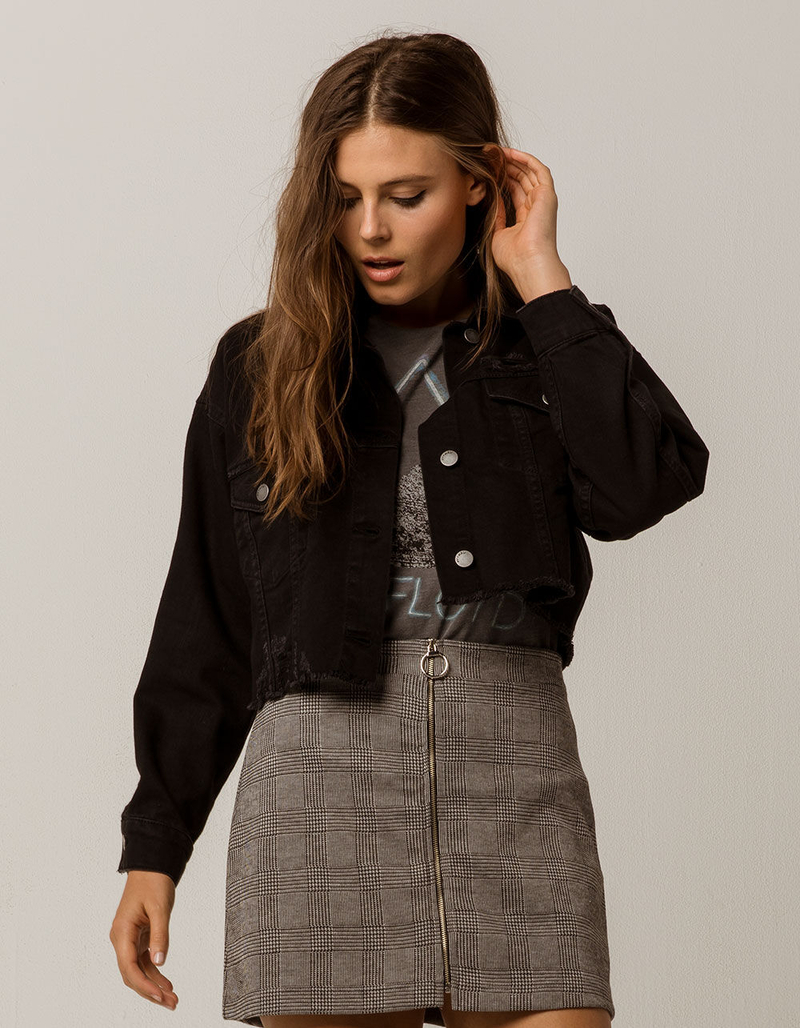 IVY & MAIN Crop Womens Ripped Denim Jacket image number 1