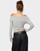 EDIKTED Milane Ruched Off Shoulder Ribbed Top image number 3