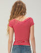 TILLYS Womens Open Neck Stripe Tee image number 4