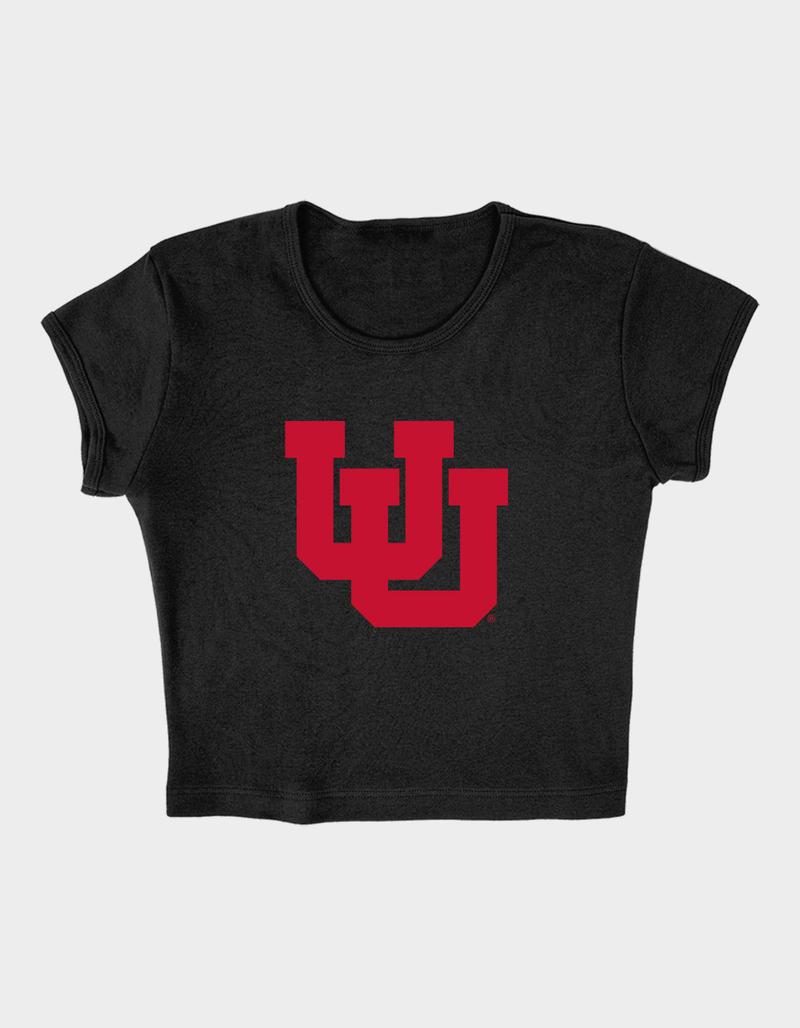 THE UNIVERSITY OF UTAH Distressed Primary Logo Womens Baby Rib Tee image number 3